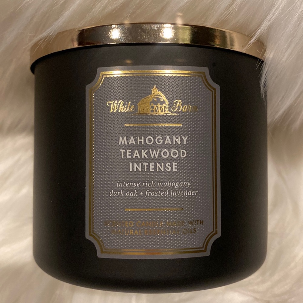 “MAHOGANY TEAKWOOD INTENSE” BBW / WB, 3-Wick Scented Candle, 14.5 / NWT